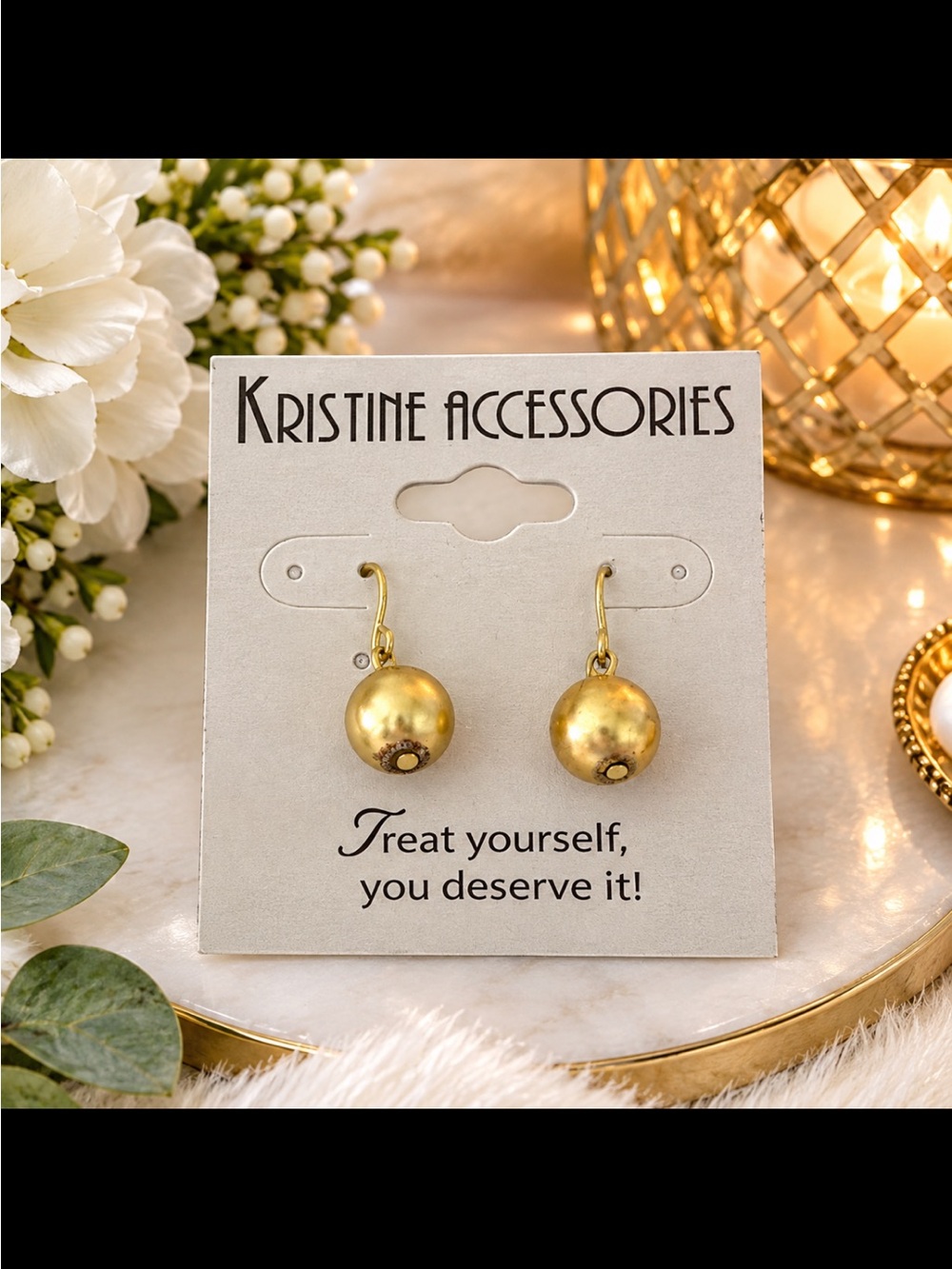 Gold Ball Drop Earrings